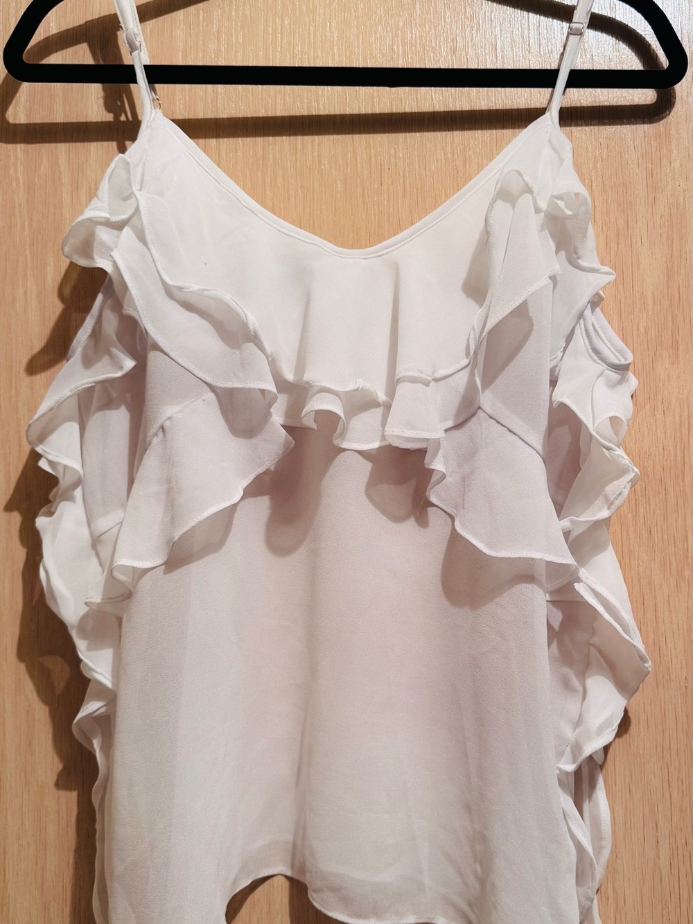 Women’s White Ruffle Cami Top - Sleeveless Summer Blouse